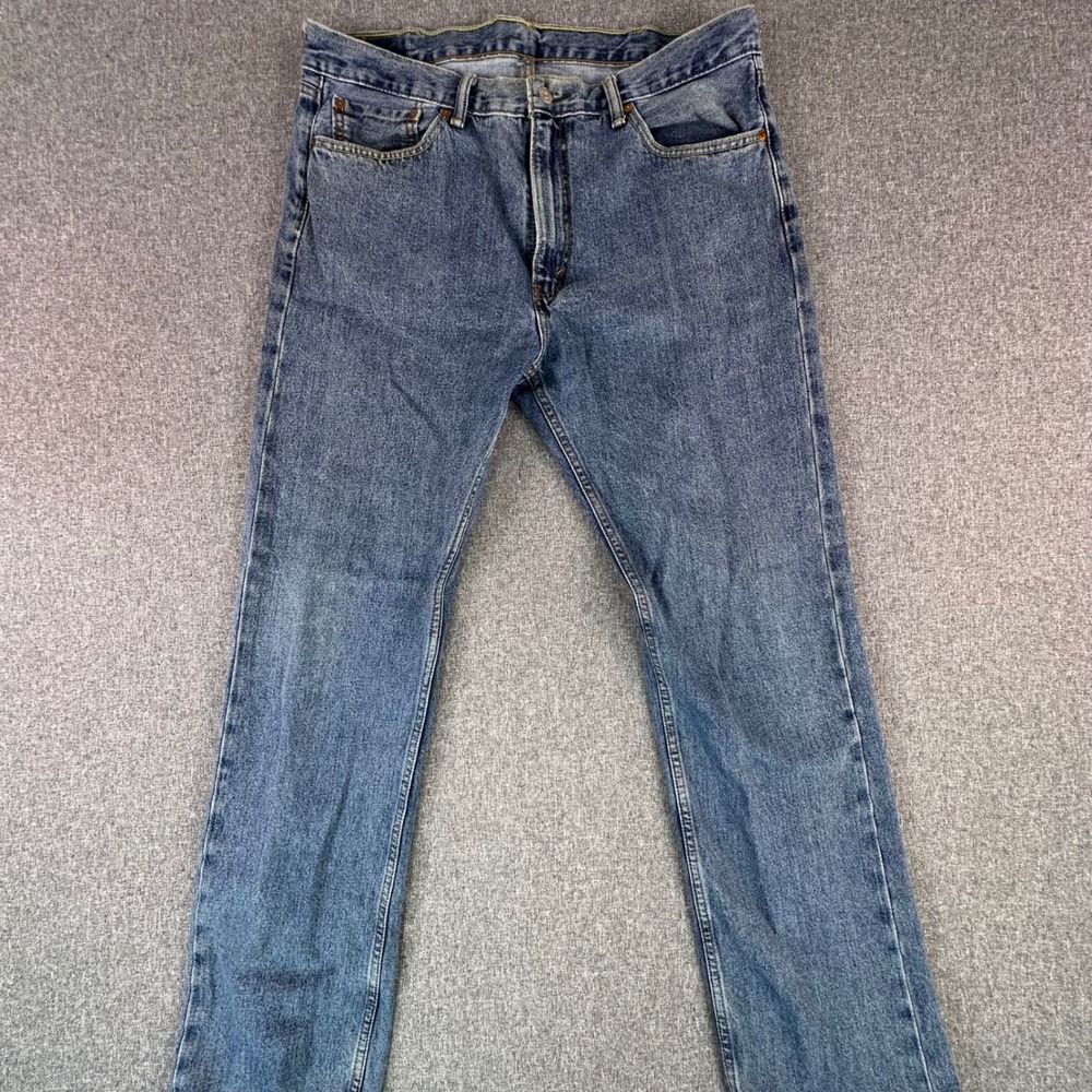 Levis Jeans Mens 38x34 505 Regular Fit Blue Straight Leg Denim